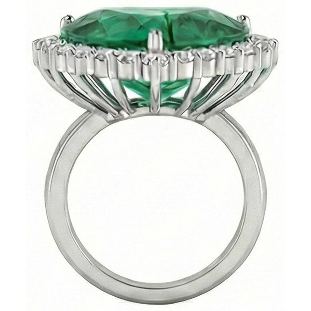 13 Carats Heart Shaped Green Emerald GIA With Natural Earth Mined Diamond Wedding Ring 14K