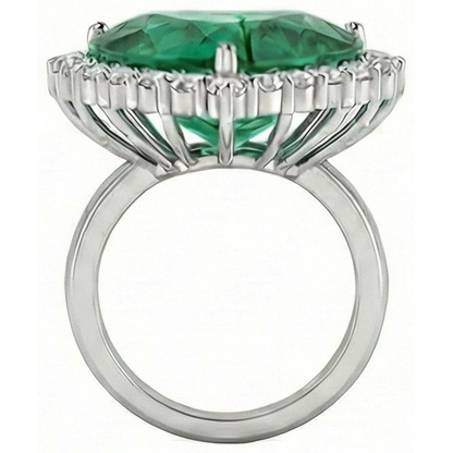 13 Carats Heart Shaped Green Emerald GIA With Natural Earth Mined Diamond Wedding Ring 14K