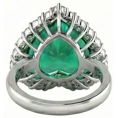 13 Carats Heart Shaped Green Emerald GIA With Natural Earth Mined Diamond Wedding Ring 14K