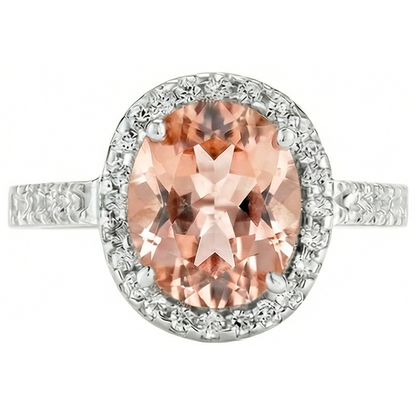13 Ct Morganite And Natural Earth Mined Diamond Wedding Ring Solid White Gold