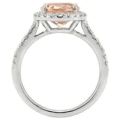 13 Ct Morganite And Natural Earth Mined Diamond Wedding Ring Solid White Gold