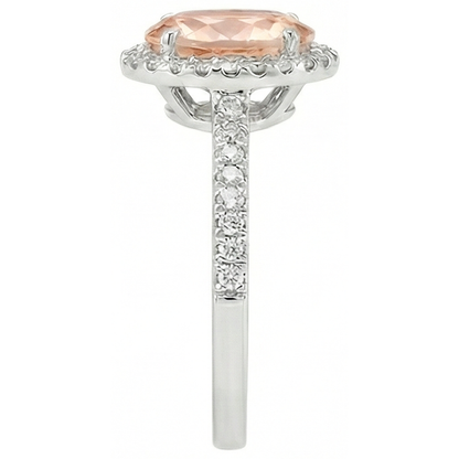 13 Ct Morganite And Natural Earth Mined Diamond Wedding Ring Solid White Gold