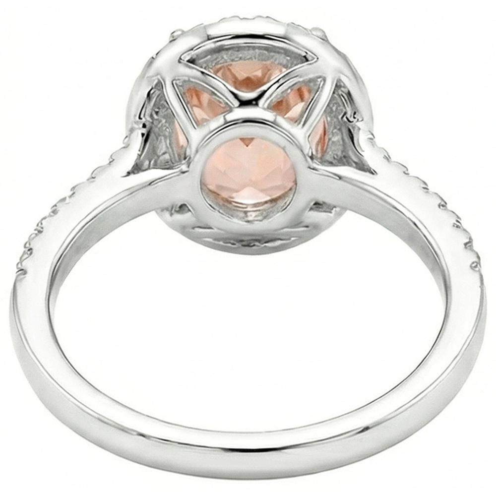 13 Ct Morganite And Natural Earth Mined Diamond Wedding Ring Solid White Gold