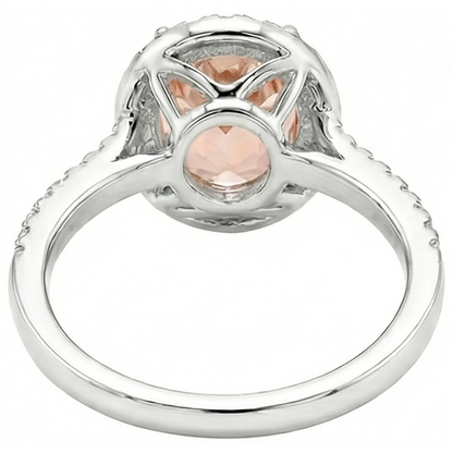 13 Ct Morganite And Natural Earth Mined Diamond Wedding Ring Solid White Gold