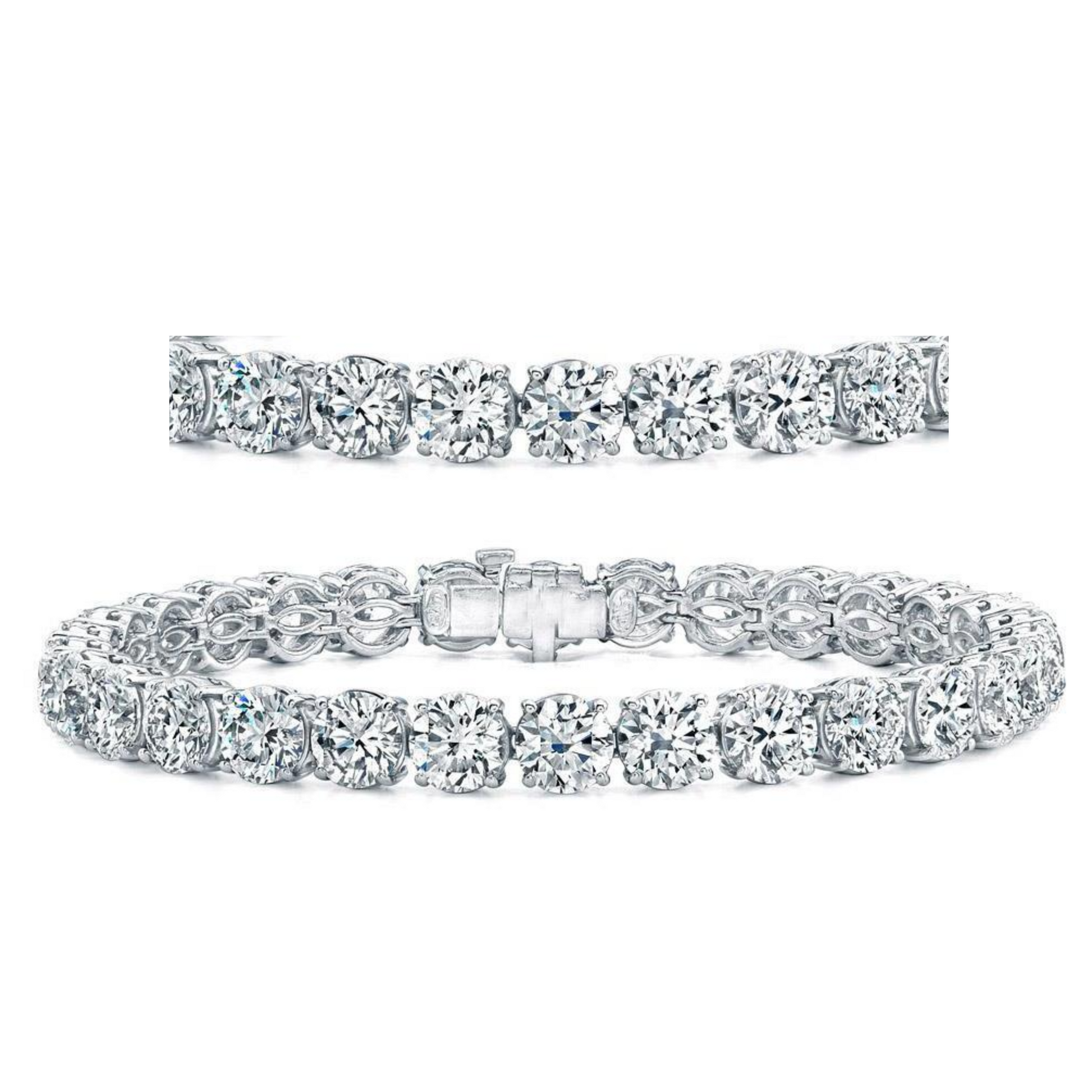 13.65 Ct Round Prong Set Lab Grown Diamond Tennis Bracelet White Gold Jewelry