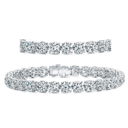 13.65 Ct Round Prong Set Lab Grown Diamond Tennis Bracelet White Gold Jewelry