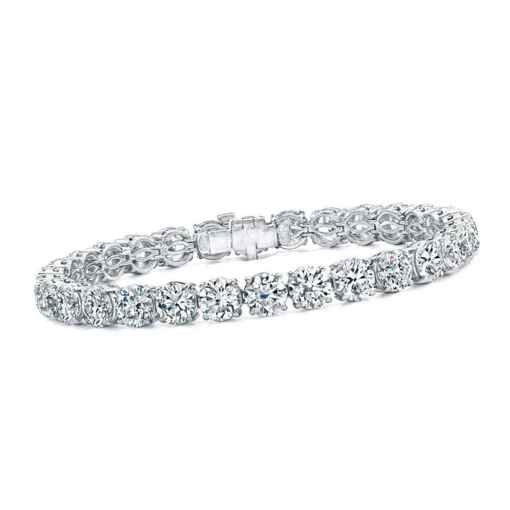 13.65 Ct Round Prong Set Lab Grown Diamond Tennis Bracelet White Gold Jewelry