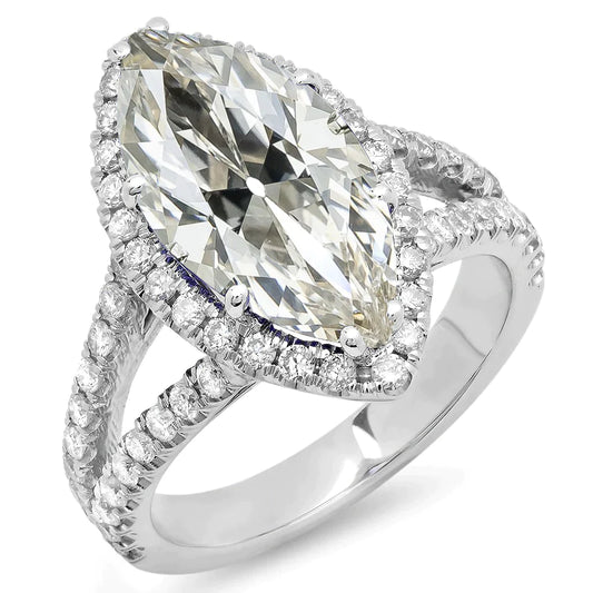13 Carat Split Shank Marquise Huge Lab Grown Diamond Ring