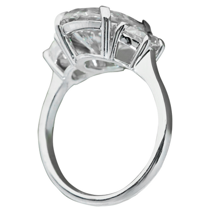 13 Carats Huge Oval Lab Grown Diamonds Three Stone Wedding Ring White Gold 14K