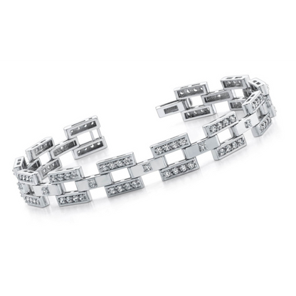 13 Ct Round Cut Natural Earth Mined Diamonds Checkerboard Bracelet White Gold 14K