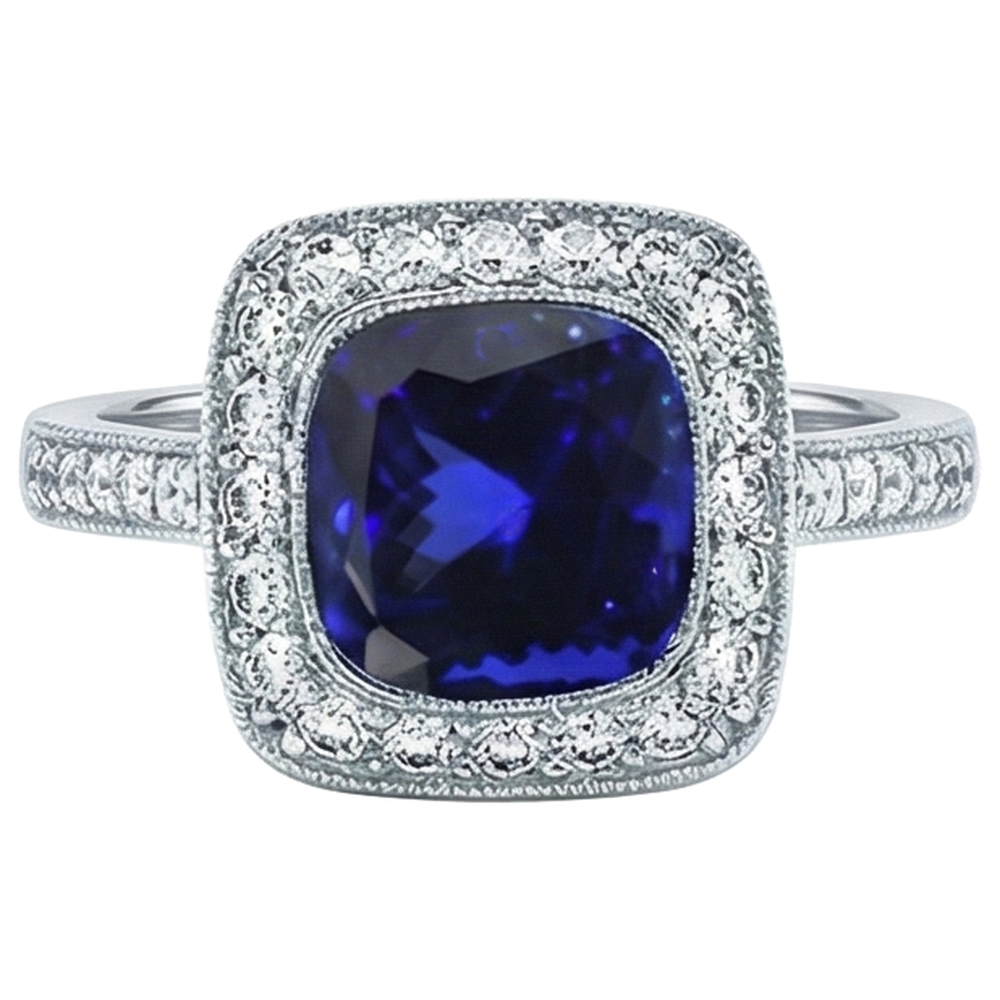 14.75 Ct Bezel Set Tanzanite With Natural Earth Mined Diamonds Ring Gold 14K