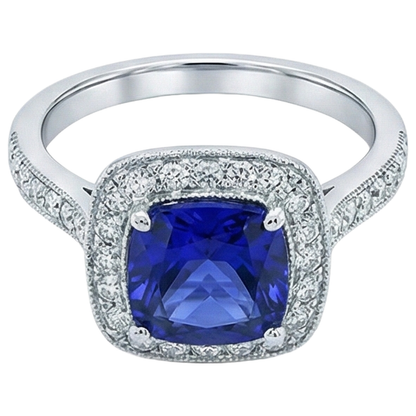 14.75 Ct Bezel Set Tanzanite With Natural Earth Mined Diamonds Ring Gold 14K