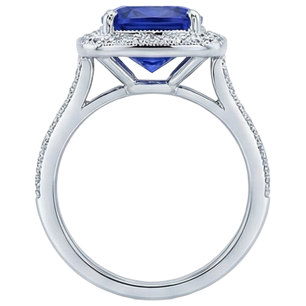 14.75 Ct Bezel Set Tanzanite With Natural Earth Mined Diamonds Ring Gold 14K