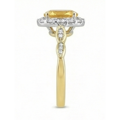 14.75 Carats Oval Cut Madeira Citrine & Natural Earth Mined Diamonds Gold Wedding Ring