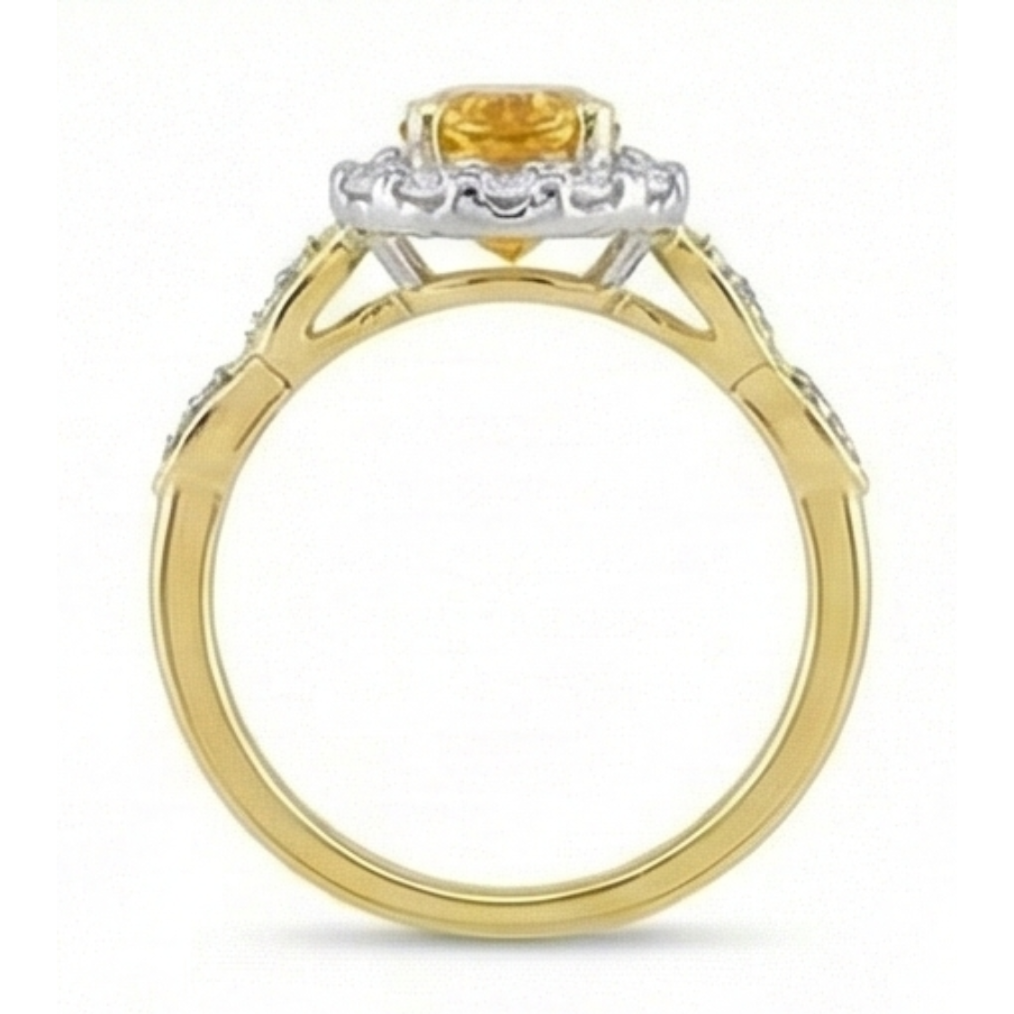 14.75 Carats Oval Cut Madeira Citrine & Natural Earth Mined Diamonds Gold Wedding Ring