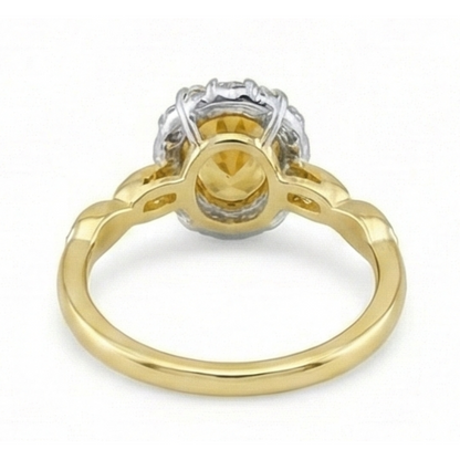 14.75 Carats Oval Cut Madeira Citrine & Natural Earth Mined Diamonds Gold Wedding Ring