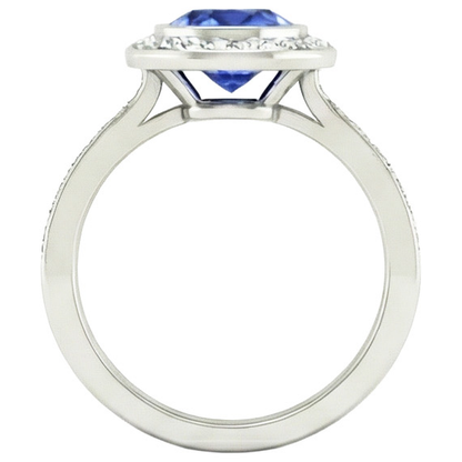 14K Bezel Ceylon Sapphire Natural Earth Mined Diamond Engagement Ring 3.42 Carats