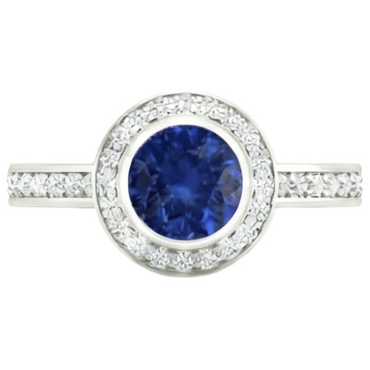 14K Bezel Ceylon Sapphire Natural Earth Mined Diamond Engagement Ring 3.42 Carats
