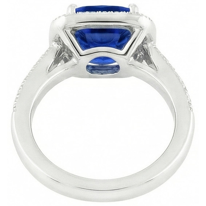 14K Ceylon Sapphire 4.5 Ct Blue Sapphire With Natural Earth Mined Diamonds Ring