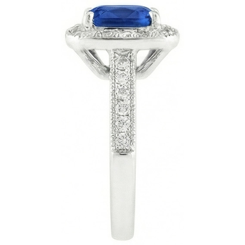 14K Ceylon Sapphire 4.5 Ct Blue Sapphire With Natural Earth Mined Diamonds Ring