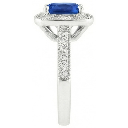 14K Ceylon Sapphire 4.5 Ct Blue Sapphire With Natural Earth Mined Diamonds Ring