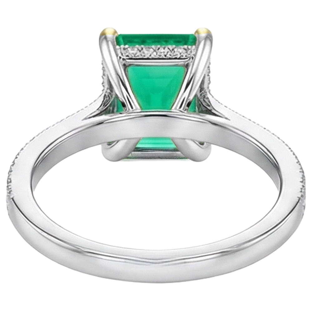 Natural Real ( Not Lab Grown ) 14K Gold Gemstone Jewelry Green Emerald GIA Diamond Ring