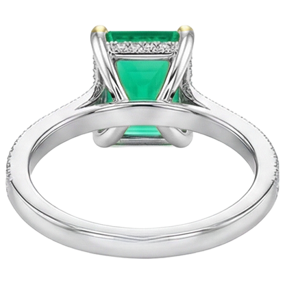 Natural Real ( Not Lab Grown ) 14K Gold Gemstone Jewelry Green Emerald GIA Diamond Ring