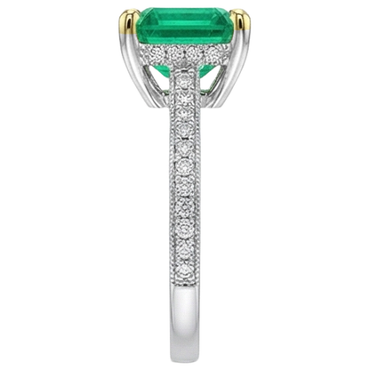 Natural Real ( Not Lab Grown ) 14K Gold Gemstone Jewelry Green Emerald GIA Diamond Ring