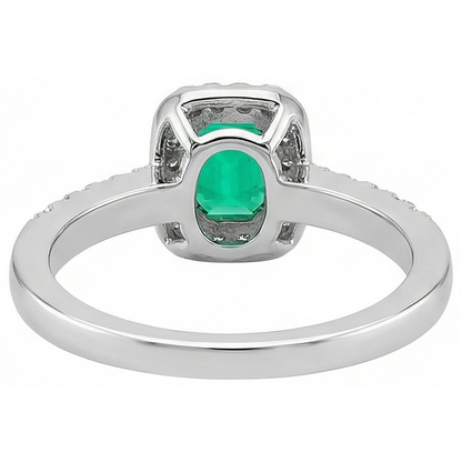 Natural Real ( Not Lab Grown ) 14K Gold Green Emerald GIA Halo Ring