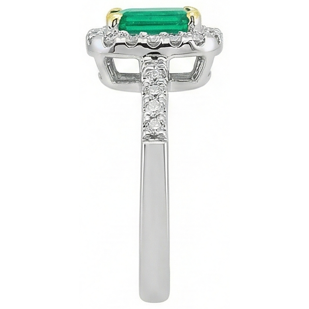 Natural Real ( Not Lab Grown ) 14K Gold Green Emerald GIA Halo Ring
