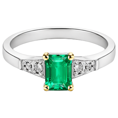 Natural Real ( Not Lab Grown ) 14K Gold Green Emerald GIA Ring Milestone Jewelry
