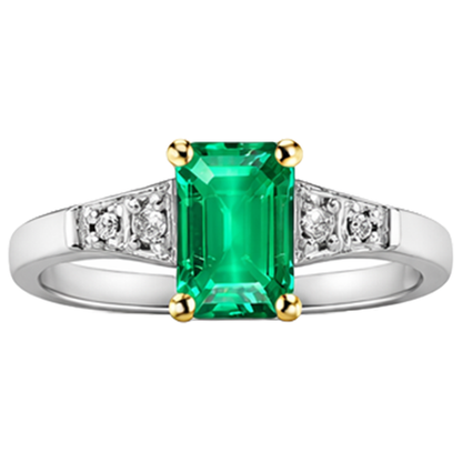 Natural Real ( Not Lab Grown ) 14K Gold Green Emerald GIA Ring Milestone Jewelry