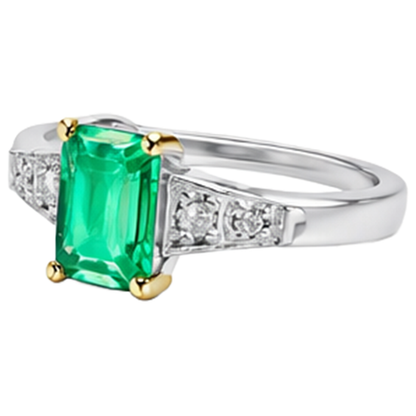 Natural Real ( Not Lab Grown ) 14K Gold Green Emerald GIA Ring Milestone Jewelry