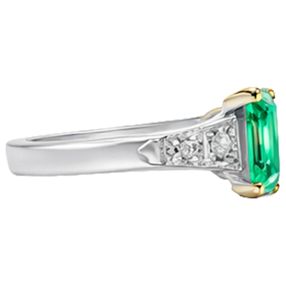 Natural Real ( Not Lab Grown ) 14K Gold Green Emerald GIA Ring Milestone Jewelry