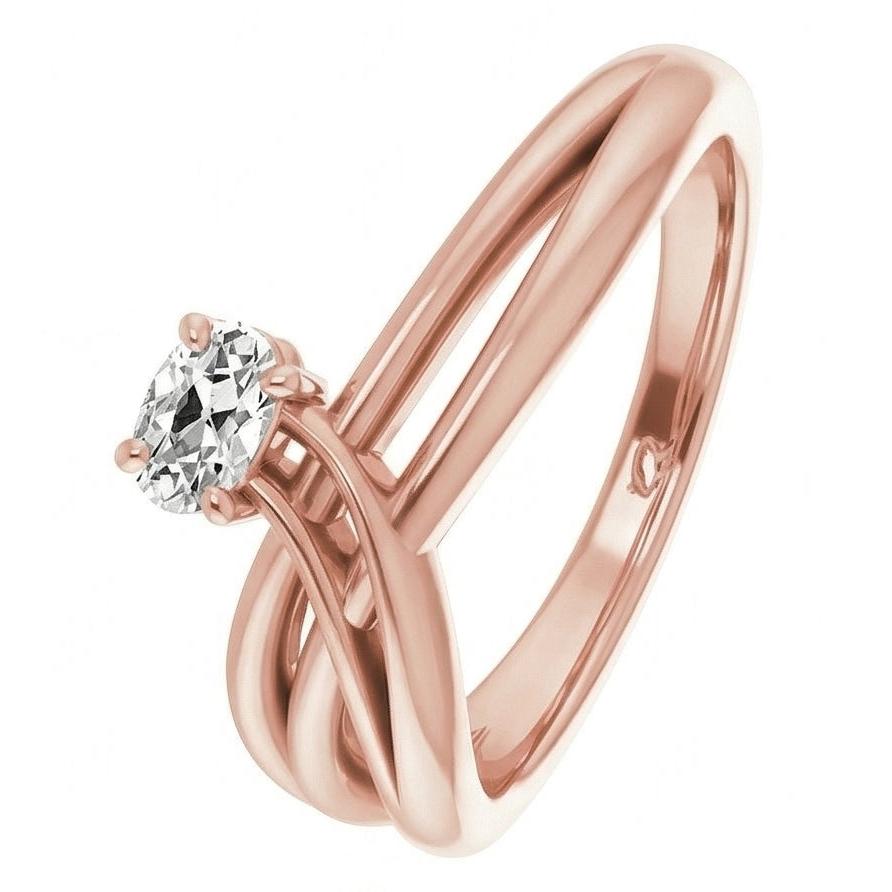 14K Gold Oval Solitaire Ring Old European Natural Earth Mined Diamond 2 Carats Jewelry