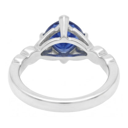 14K Gold Three Stone Ring Trillion Blue Sapphire 1.75 Carats Natural Earth Mined Diamonds