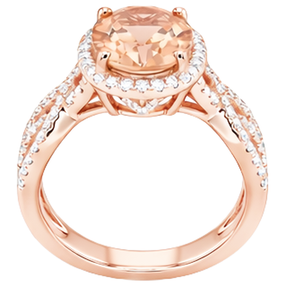14K Rose Gold 11.50 Ct. Morganite With Natural Earth Mined Diamonds Anniversary Ring