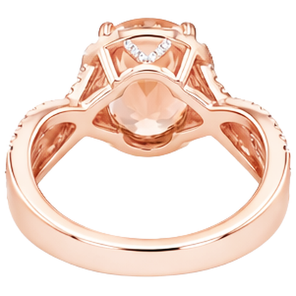 14K Rose Gold 11.50 Ct. Morganite With Natural Earth Mined Diamonds Anniversary Ring