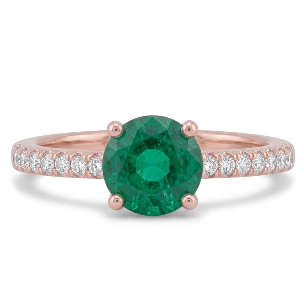 14K Rose Gold Colombian Green Emerald And Natural Earth Mined Diamonds 3.20 Carats Engagement Ring New