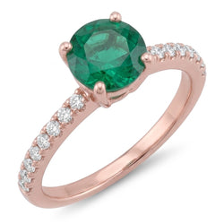 14K Rose Gold Colombian Green Emerald And Natural Earth Mined Diamonds 3.20 Carats Engagement Ring New