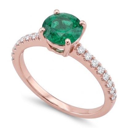 14K Rose Gold Colombian Green Emerald And Natural Earth Mined Diamonds 3.20 Carats Engagement Ring New