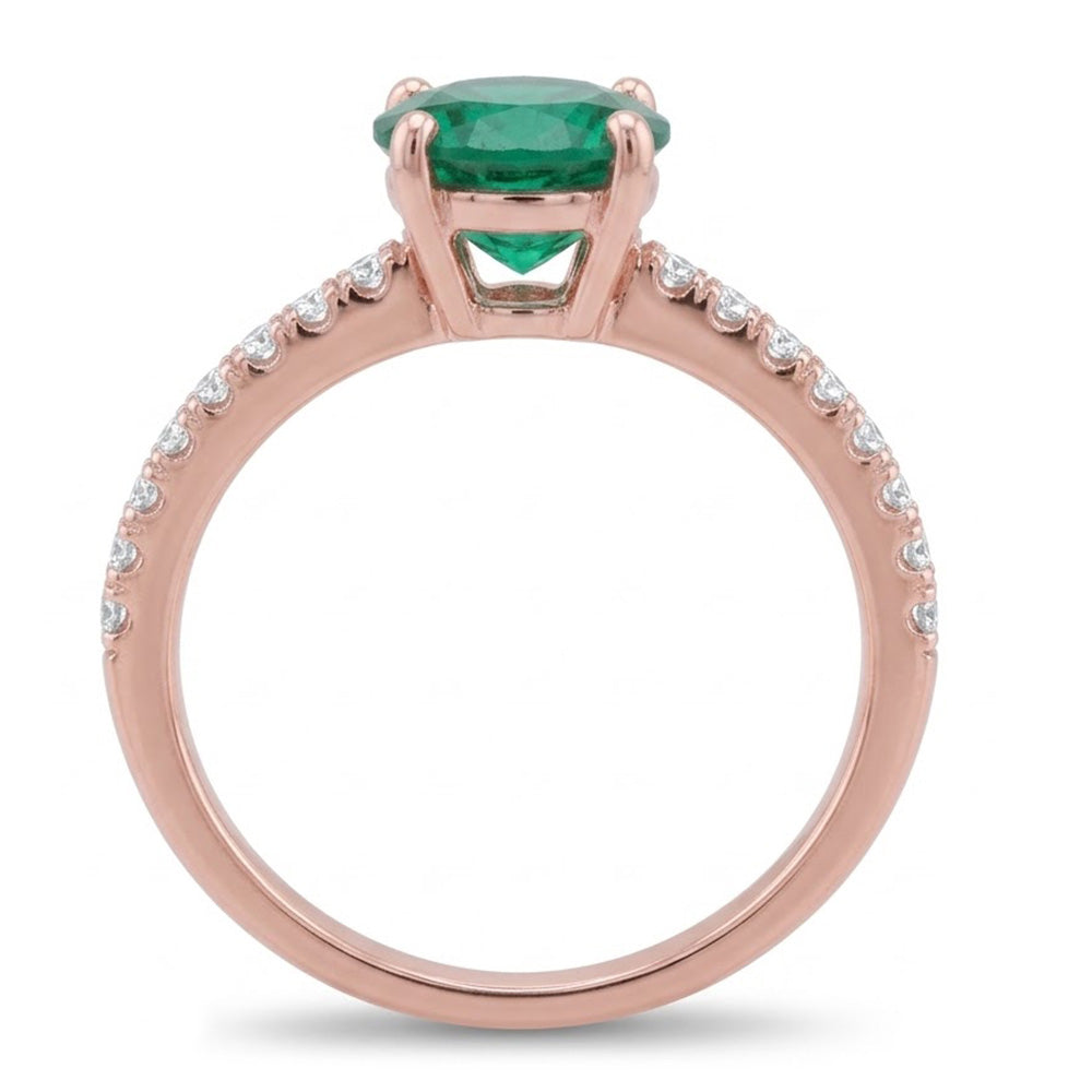 14K Rose Gold Colombian Green Emerald And Natural Earth Mined Diamonds 3.20 Carats Engagement Ring New