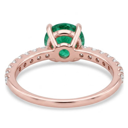 14K Rose Gold Colombian Green Emerald And Natural Earth Mined Diamonds 3.20 Carats Engagement Ring New