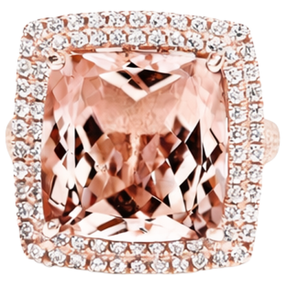 14K Rose Gold Morganite And Natural Earth Mined Diamond 10.25 Ct Ring New
