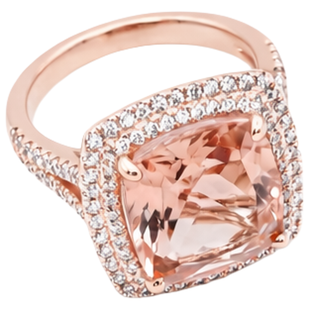 14K Rose Gold Morganite And Natural Earth Mined Diamond 10.25 Ct Ring New