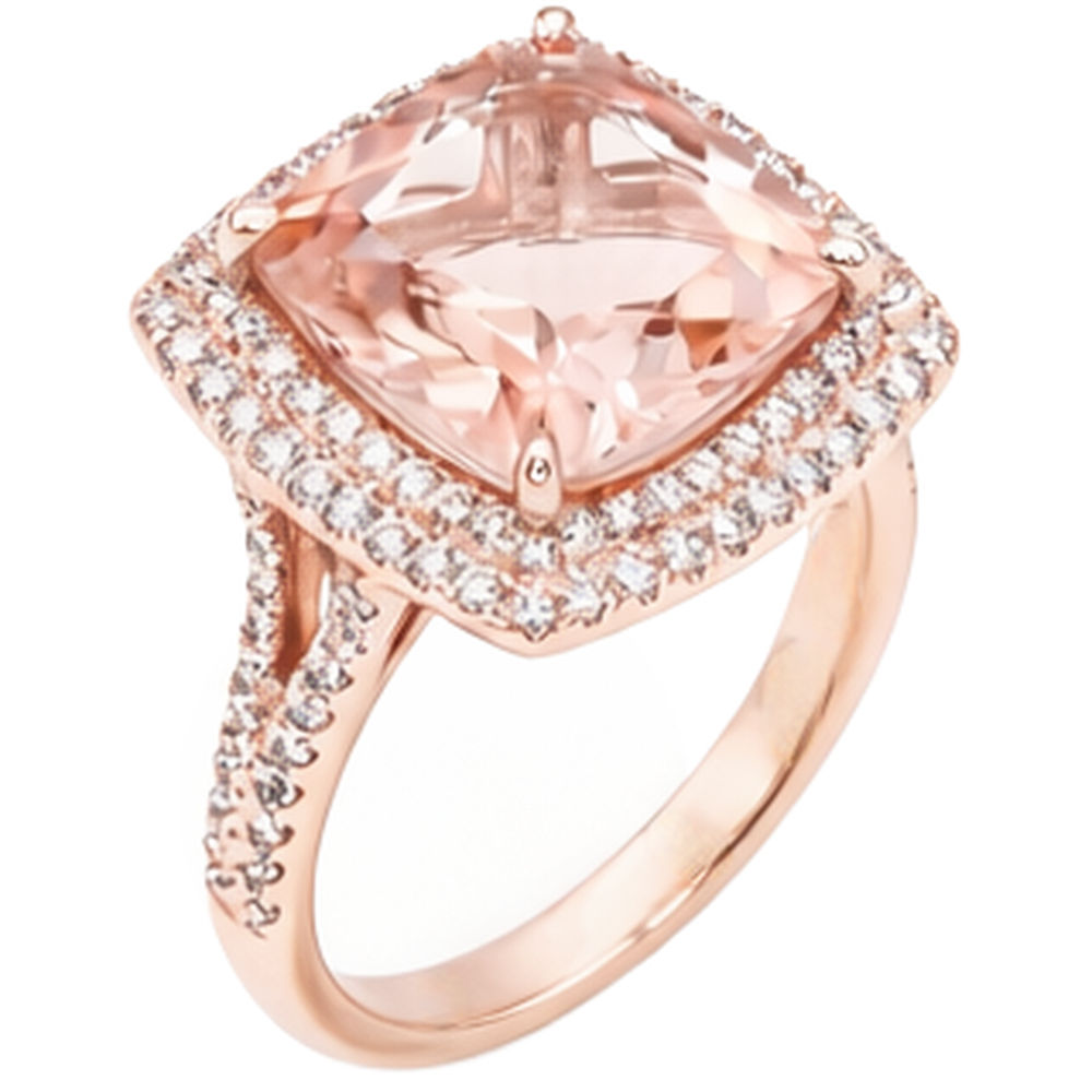 14K Rose Gold Morganite And Natural Earth Mined Diamond 10.25 Ct Ring New