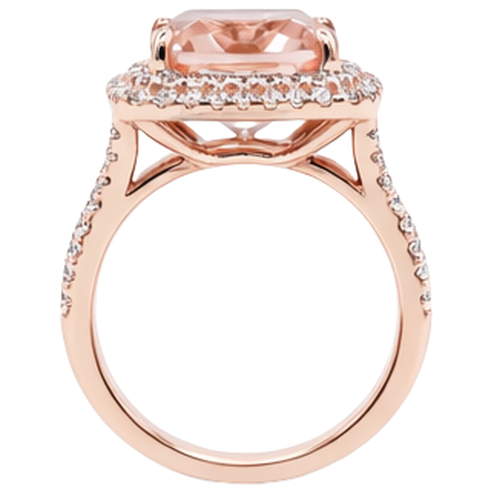 14K Rose Gold Morganite And Natural Earth Mined Diamond 10.25 Ct Ring New