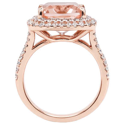 14K Rose Gold Morganite And Natural Earth Mined Diamond 10.25 Ct Ring New