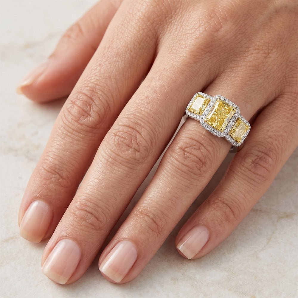 14K Two Tone Gold VVS Clarity Fancy Yellow Diamond Statement