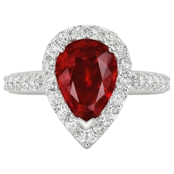 14K White Gold 3.80 Carats Red Ruby And Natural Earth Mined Diamonds Wedding Ring New